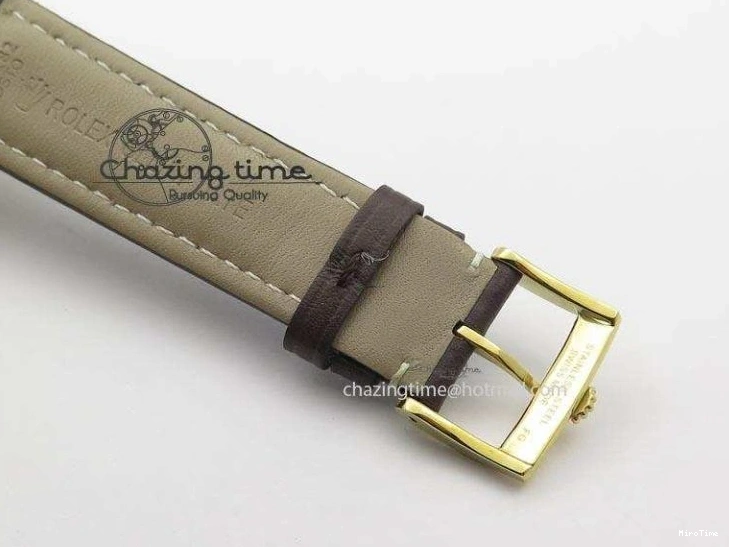 MiroTime 0505 Thermal Cellini Date YG Gold Sticks Dial On Brown Leather Strap A 3885
